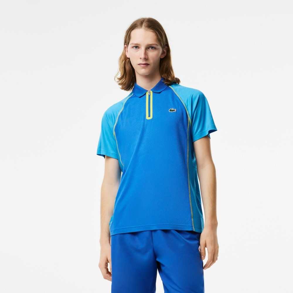 Lacoste Tennis Recycled Polyester with Ultra-Dry Teknologi Blå Gul | 6325-DPOFT