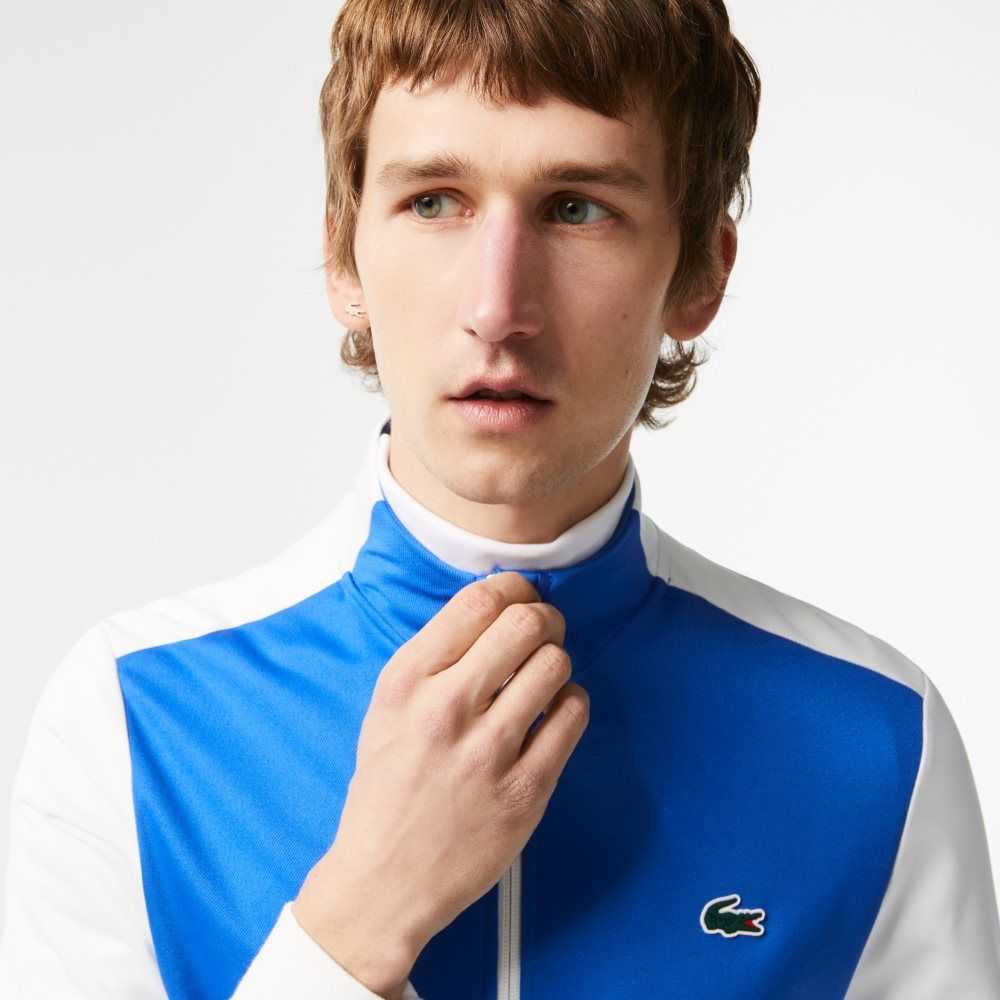 Lacoste Tennis Zipped Ripstop Sweatshirt Blå Hvite Blå | 8465-PUVOB