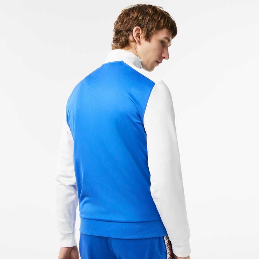 Lacoste Tennis Zipped Ripstop Sweatshirt Blå Hvite Blå | 8465-PUVOB