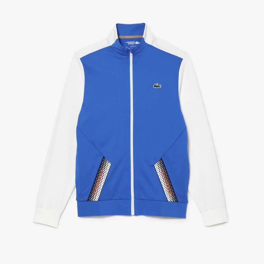 Lacoste Tennis Zipped Ripstop Sweatshirt Blå Hvite Blå | 8465-PUVOB