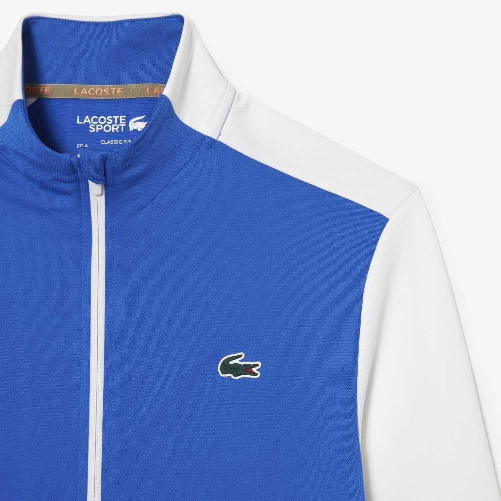 Lacoste Tennis Zipped Ripstop Sweatshirt Blå Hvite Blå | 8465-PUVOB