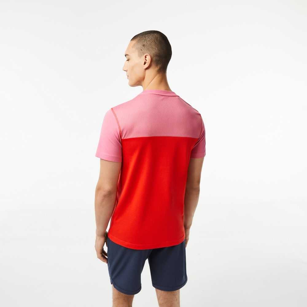 Lacoste Tennis x Daniil Medvedev Jersey Rosa Rød Blå | 8604-VZUOY