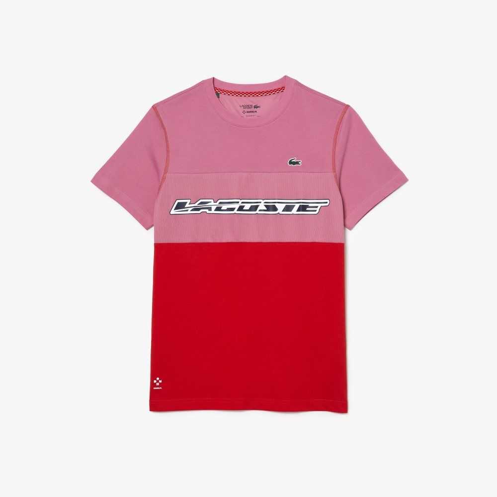 Lacoste Tennis x Daniil Medvedev Jersey Rosa Rød Blå | 8604-VZUOY