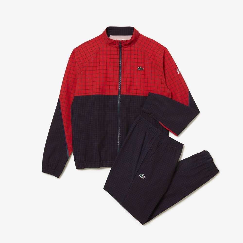 Lacoste Tennis x Novak Djokovic Jogger Set Rød Marineblå Blå | 0698-MJQKG