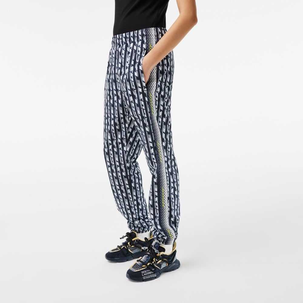 Lacoste Track Pants with Logo Print Svarte Blå Hvite | 1632-GMNJS