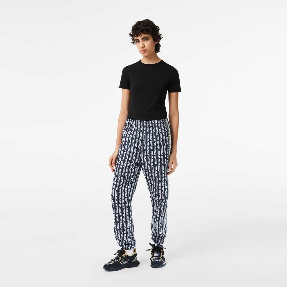 Lacoste Track Pants with Logo Print Svarte Blå Hvite | 1632-GMNJS