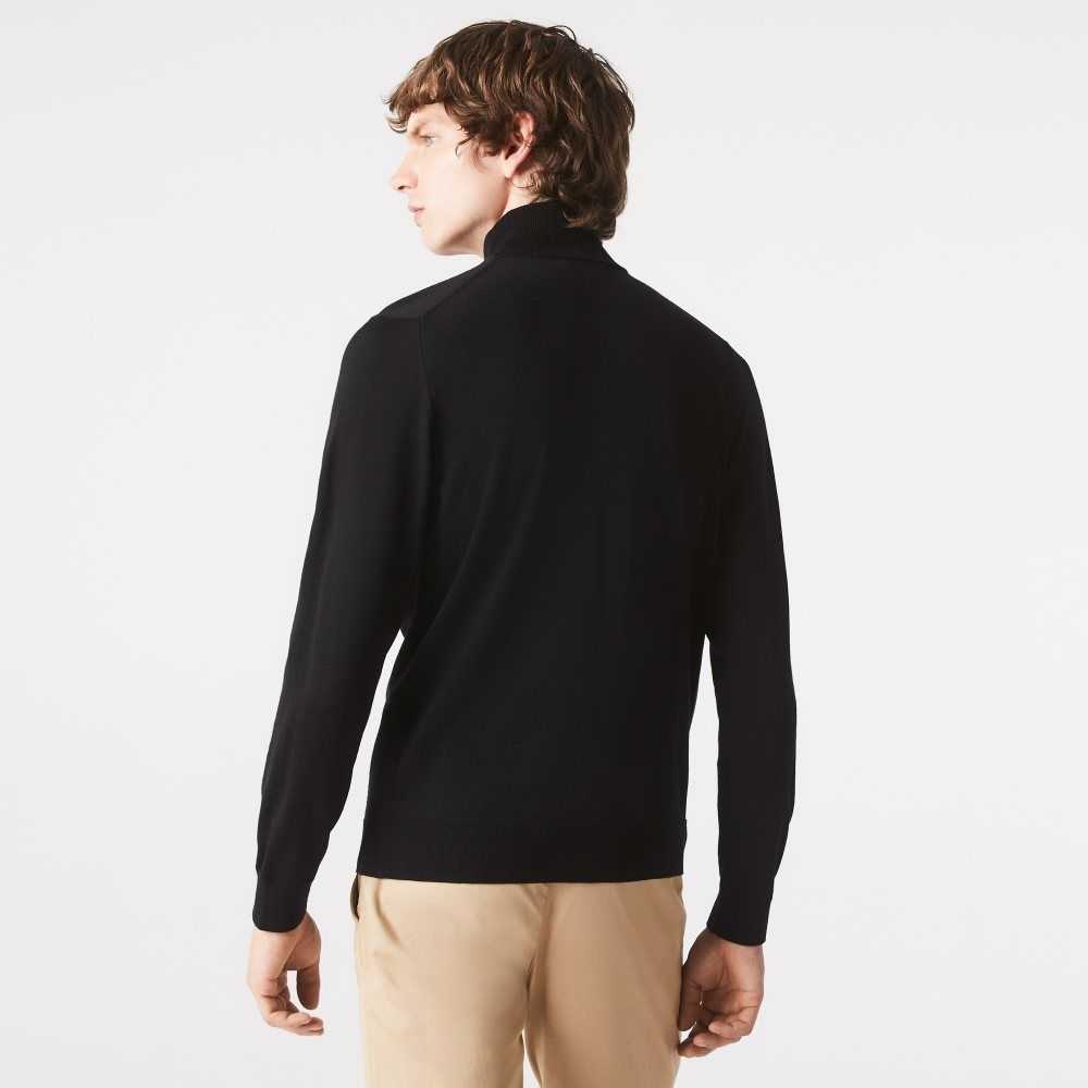 Lacoste Turtleneck Merino Ull Svarte | 9081-UHKQI