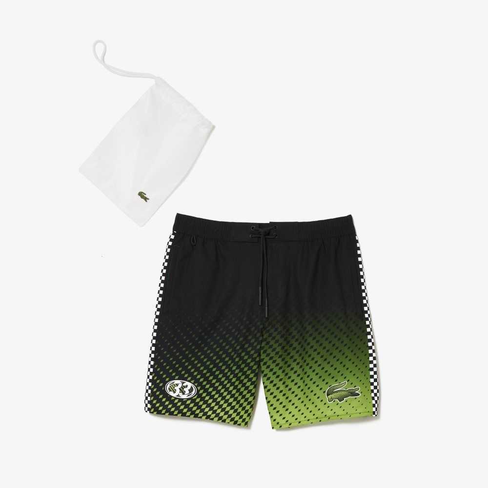 Lacoste Two-Tone Checkerboard Print Svarte Gul | 9014-DLIRS