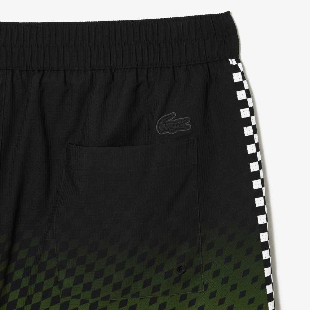 Lacoste Two-Tone Checkerboard Print Svarte Gul | 9014-DLIRS