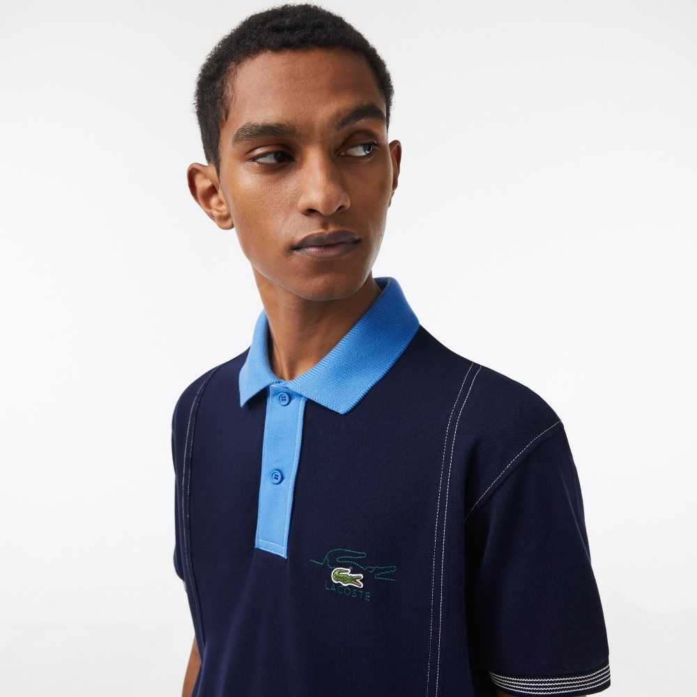 Lacoste Two-Tone Organic Bomull Marineblå Blå Blå | 8645-BWUTO