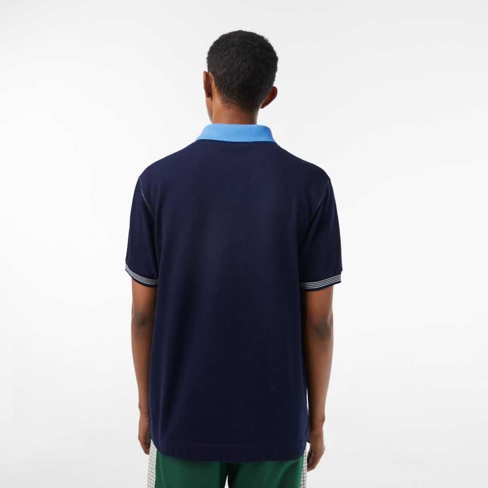 Lacoste Two-Tone Organic Bomull Marineblå Blå Blå | 8645-BWUTO