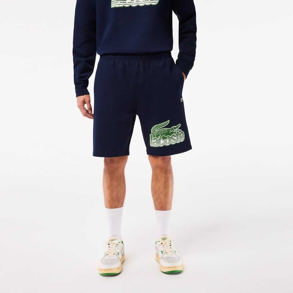 Lacoste Unbrushed Bomull Fleece Shorts Marineblå Blå | 4397-IOWUT