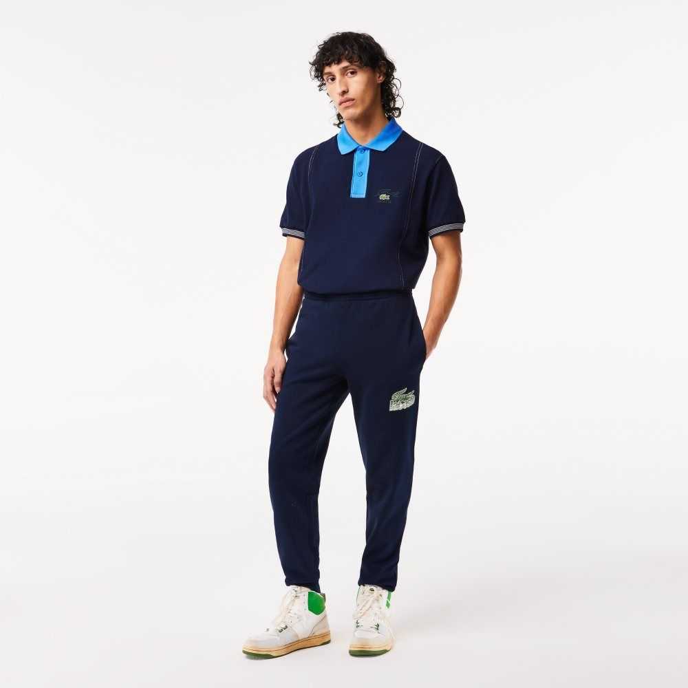 Lacoste Unbrushed Fleece Track Pants Marineblå Blå | 1058-SVFIT