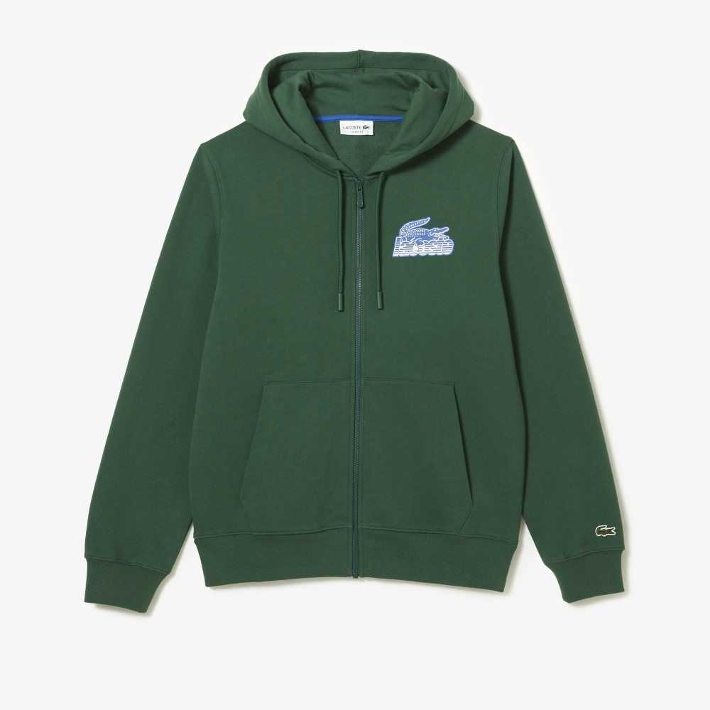 Lacoste Unbrushed Fleece Zipped Hoodie Grønn | 2189-FNGOC