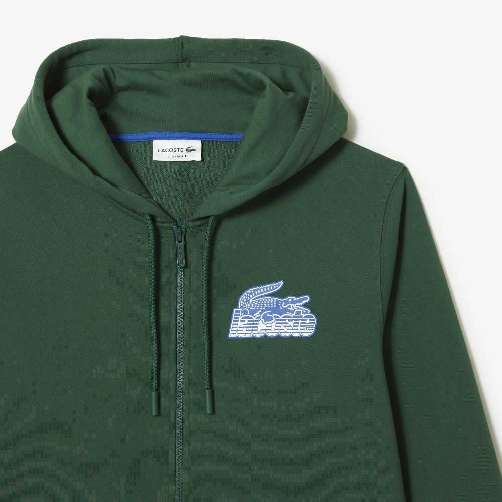 Lacoste Unbrushed Fleece Zipped Hoodie Grønn | 2189-FNGOC