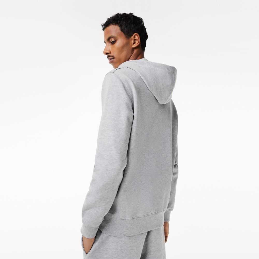 Lacoste Unbrushed Fleece Zipped Hoodie Grå | 4063-AVKUP