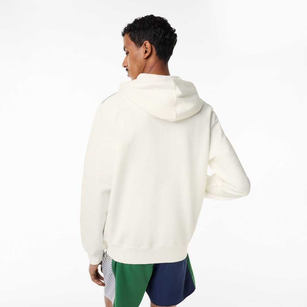 Lacoste Unbrushed Fleece Zipped Hoodie Hvite | 7645-UJDYB