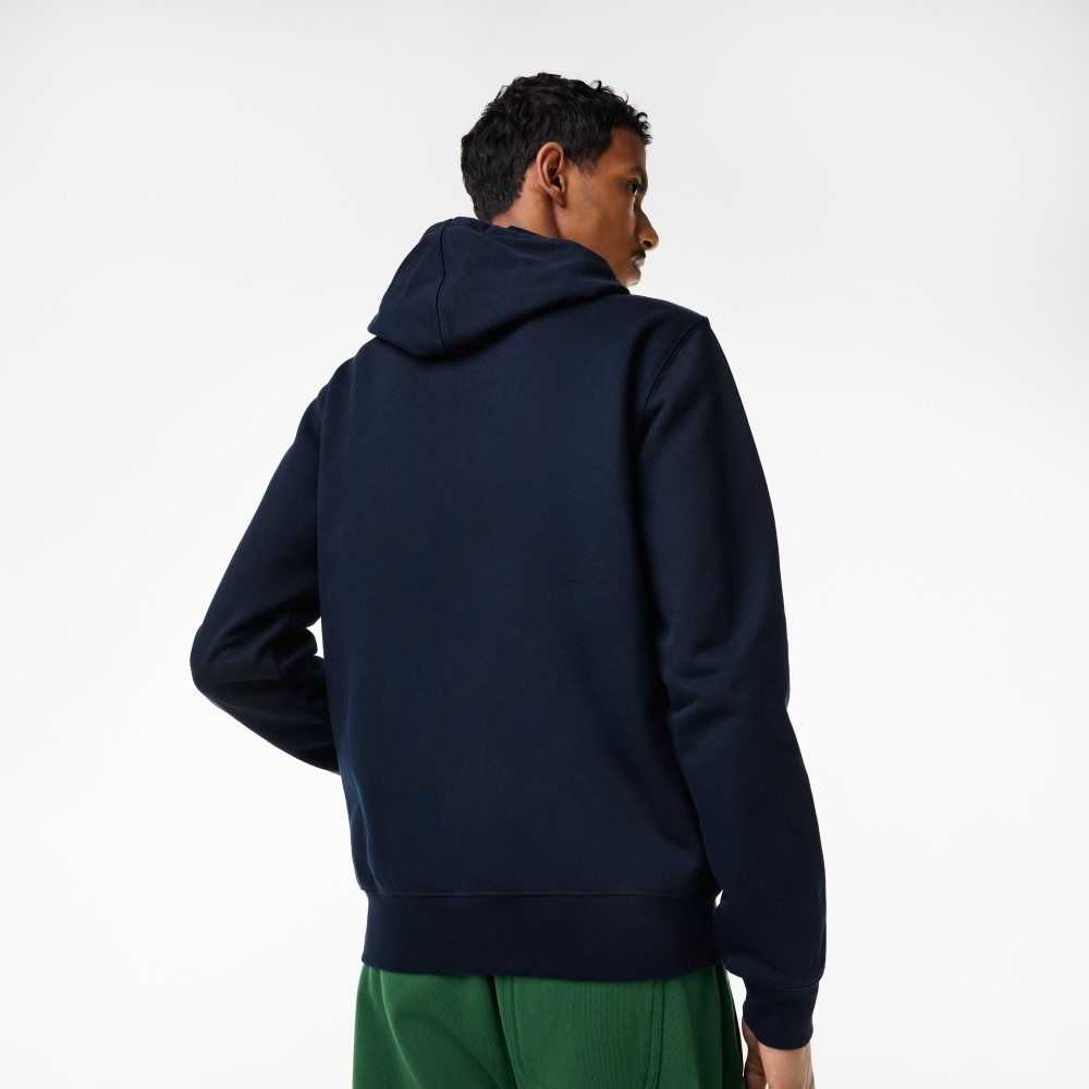 Lacoste Unbrushed Fleece Zipped Hoodie Marineblå Blå | 3208-LAOND