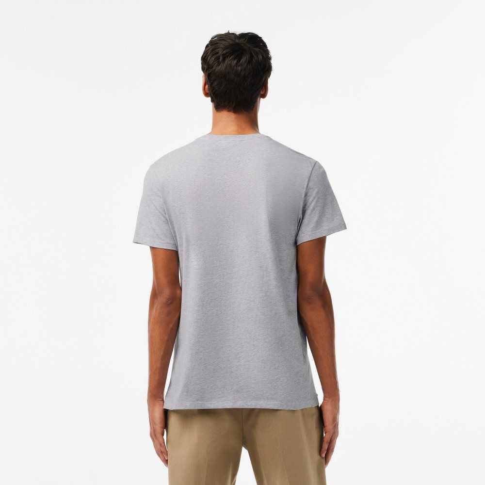 Lacoste V-Neck Pima Bomull Jersey Grå | 4129-MTDAC