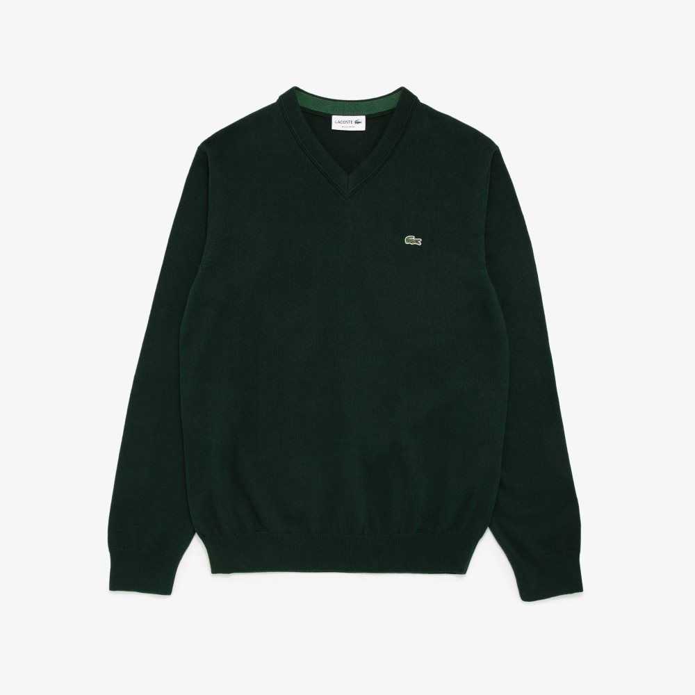 Lacoste V-neck Bomull Grønn | 4297-JXLNW