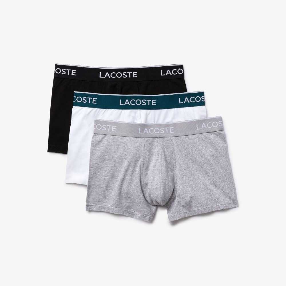 Lacoste Vanlige Bokser Brief 3-Pack Svarte Hvite Grå | 7639-KJDIF