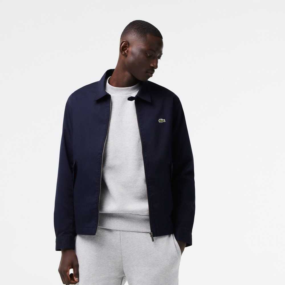 Lacoste Zippered Organic Bomull Gabardine Marineblå Blå | 4612-MYTNE